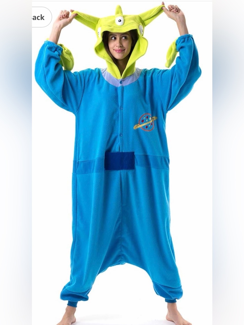 Toy Story Alien Hooded Pajama Onesie Costume - Blue & Lime